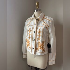 Double D Ranch White Western Jacket with Orange Embroidery